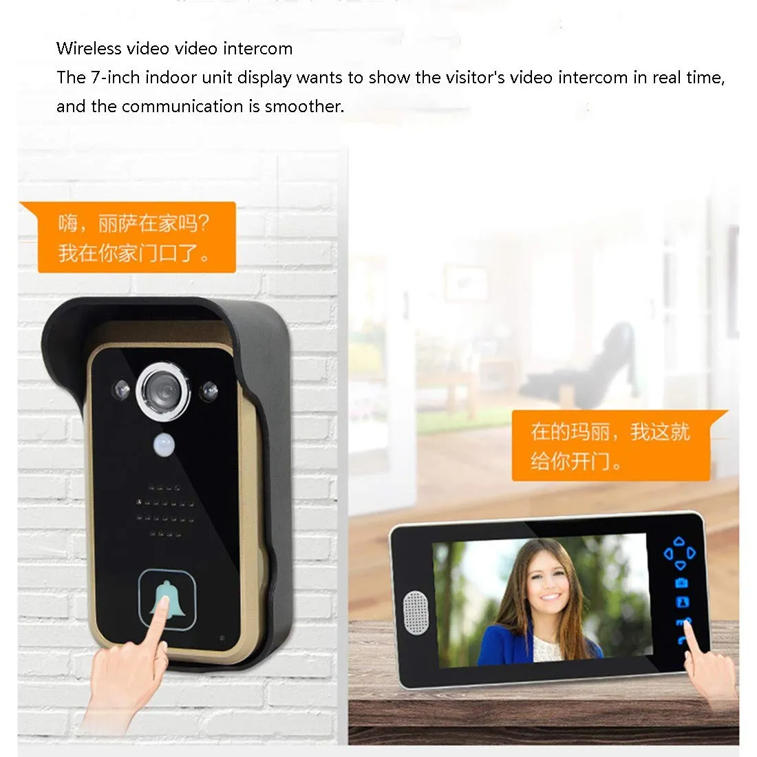 MFYXUE Wireless Video Doorbell WiFi Smart Doorbell ， Smart one to three wireless video intercom doorbell， HD Security Home Camera Real-Time Video and Two-Way Talk