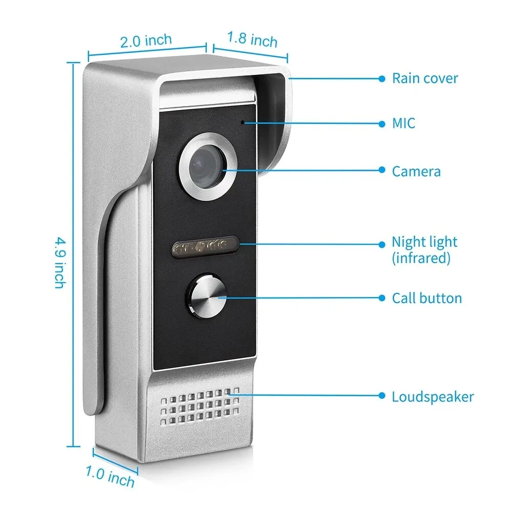 New 9 Inch Video Door Phone System Wired Video Intercom Video Doorbell Alloy IR Camera Remote Unlock 1 Doorbell with 2 Monitor