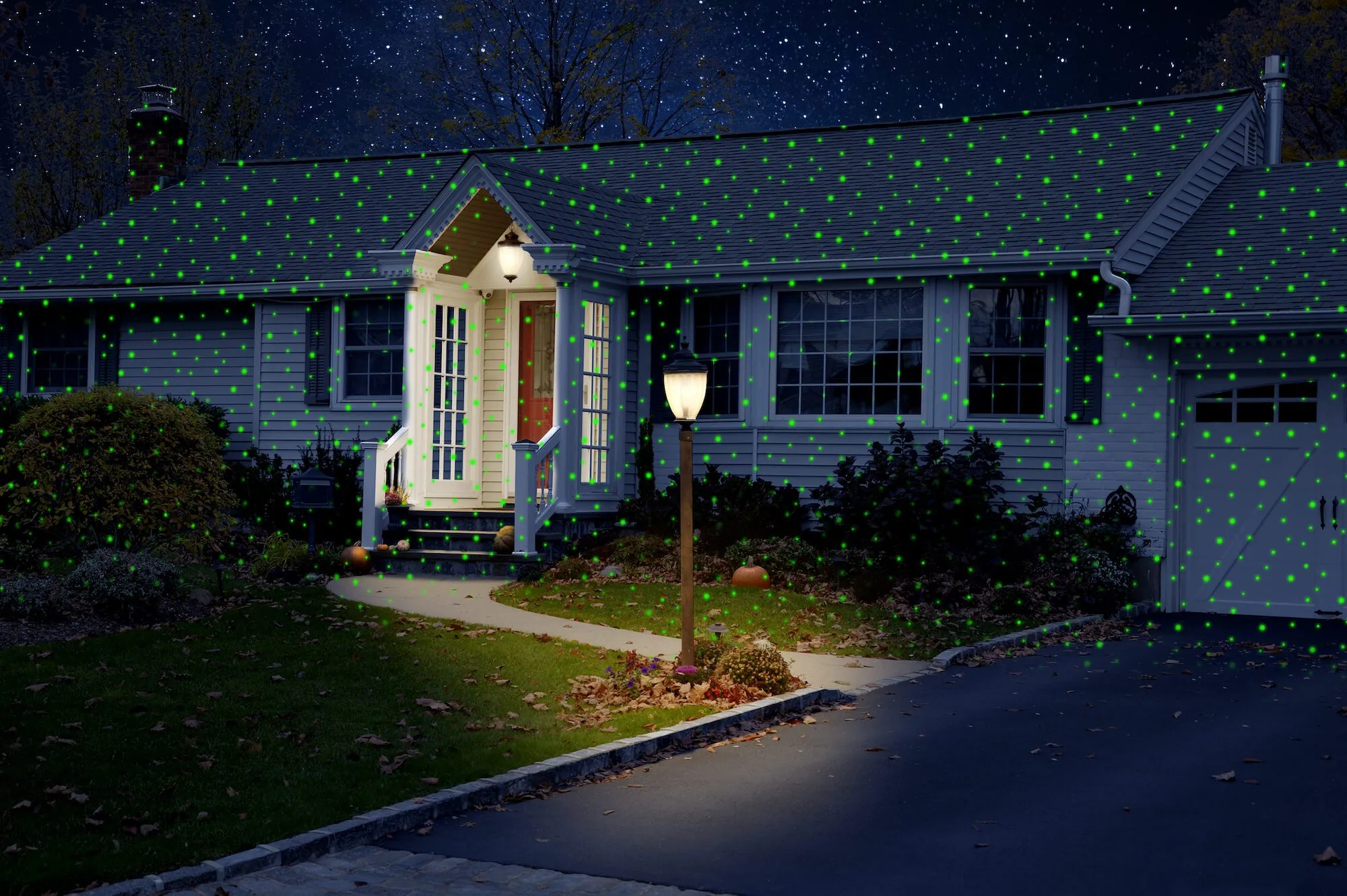 Night Stars Red & Green Holiday Laser with White LED and Holiday Sounds