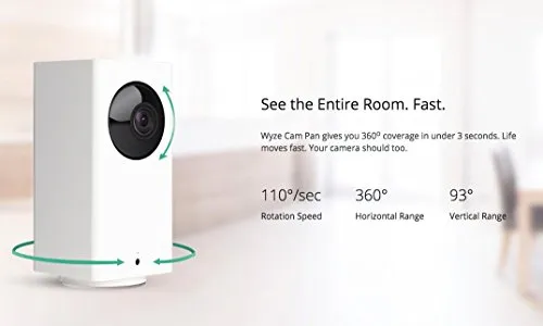 Pan/Tilt/Zoom Wi-Fi Indoor Smart Home Camera with Night Vision, 2-Way Audio, Works with Alexa & the Google Assistant