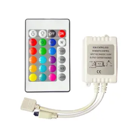 RGB LED Strip Controller with 24-Button Remote - Easily Switch Colors and Modes on T483