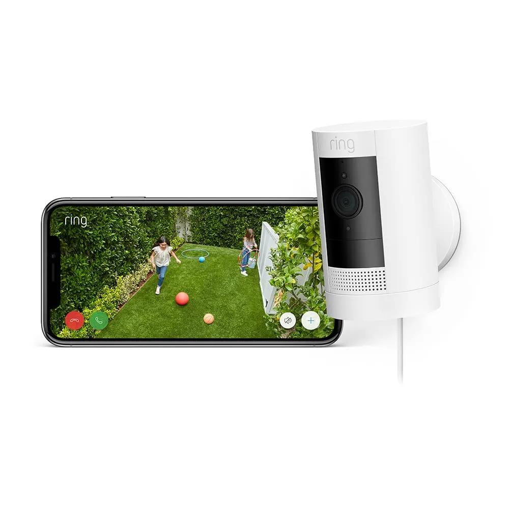 Ring Outdoor Camera Plug-In (Stick Up Cam) White | B0C5QX4PW2