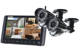 SD Pro Wireless Video Surveillance System with 2 Cameras and 9"" Screen with Mobile Connectivity