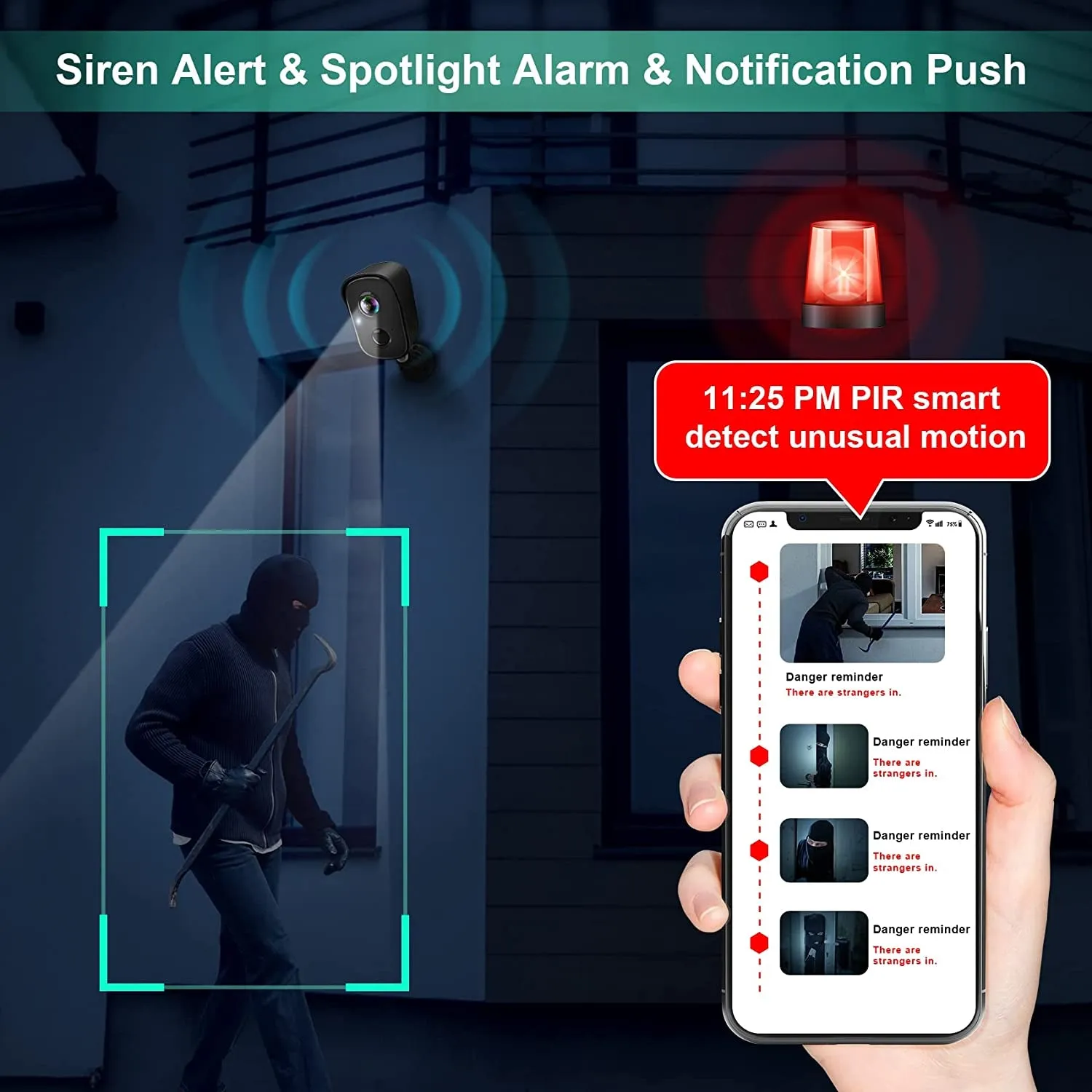 Security Cameras Wireless Outdoor, 2K Battery Powered AI Motion Detection Spotlight Siren Alarm Wifi Surveillance Indoor Home Camera, Color Night Vision, 2-Way Talk, Waterproof, Cloud/Sd Storage