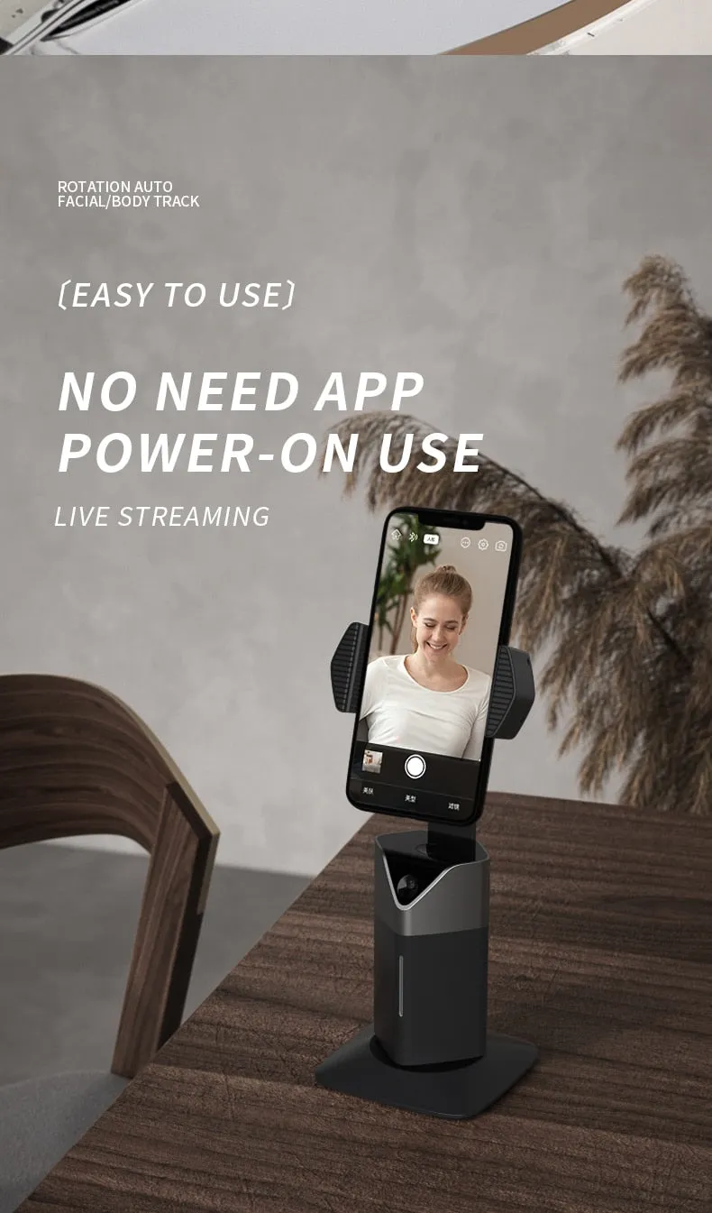 Selfie Tracking Motion Tracking Phone Holder - 360° Rotation