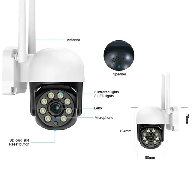 SLX Smart WiFi PTZ IP Camera with 4G SIM Support, Motion Detection and Night Vision - Brand New