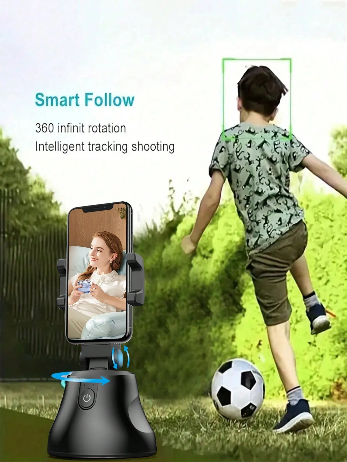 Smart 360° Auto-Tracking Camera Stand for Live Streaming and Mobile Phones