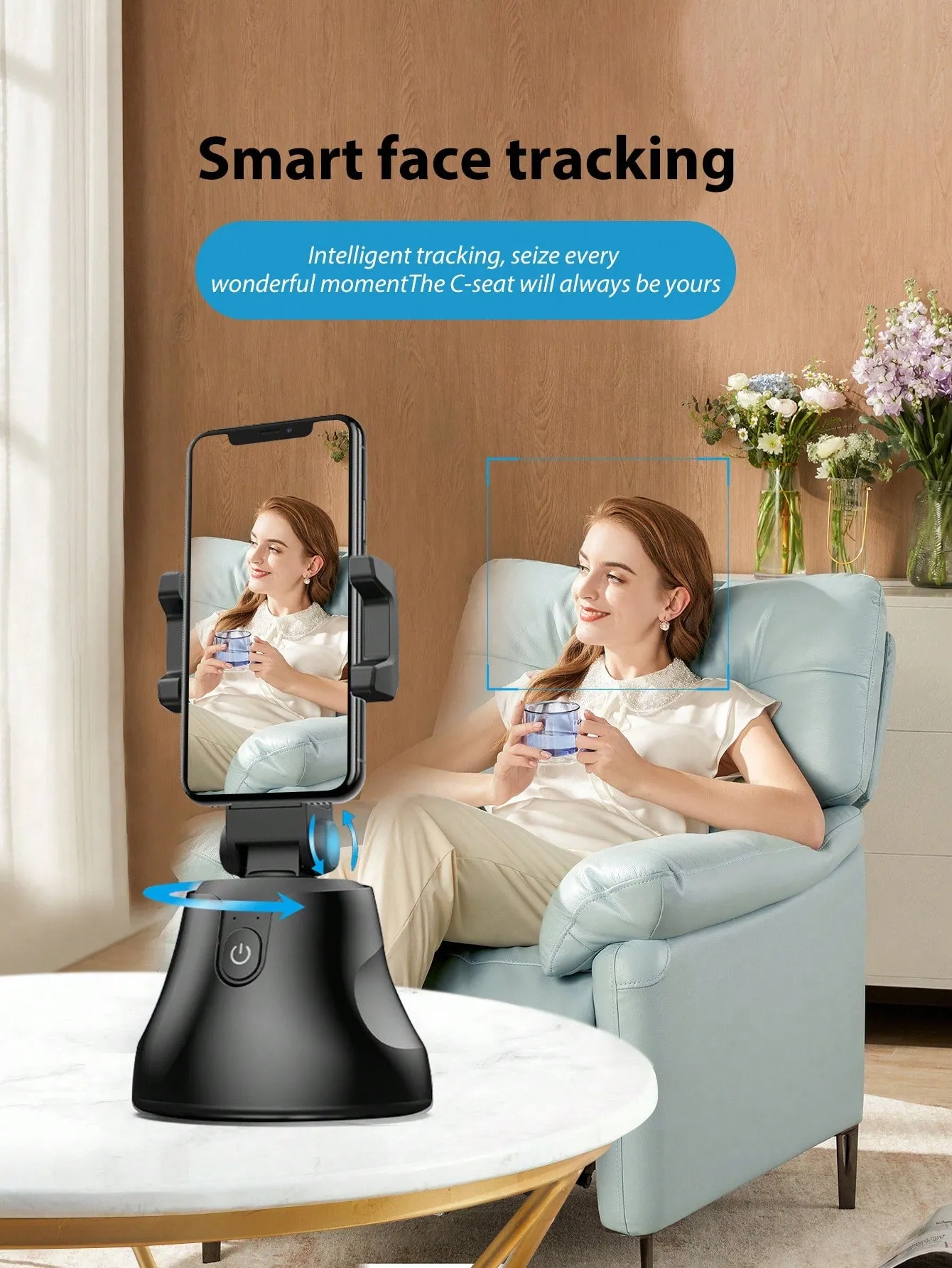 Smart 360° Auto-Tracking Camera Stand for Live Streaming and Mobile Phones