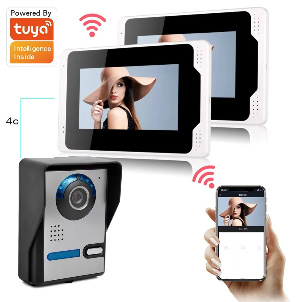 Smart Home Wifi Wired Video Door Phone Intercom Doorbell With Remote Control Unlock Door Waterproof Frame 6 Languages Tuya App