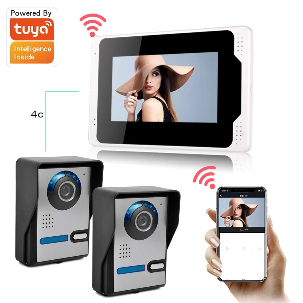 Smart Home Wifi Wired Video Door Phone Intercom Doorbell With Remote Control Unlock Door Waterproof Frame 6 Languages Tuya App