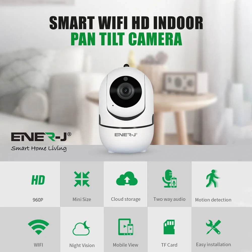 Smart Wireless Indoor IP Security Camera, Auto Tracker, Motion Sensor, Night Vision, 360 Degree Pan Tilt Zoom Two Way Audio, Cloud Storage