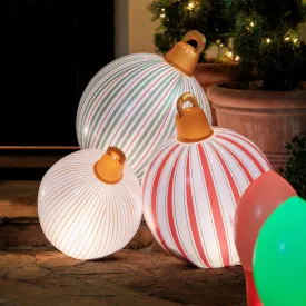 Vintage Stripe Light Up Christmas Ornament Holiday Balls by Funboy - 3 Pack