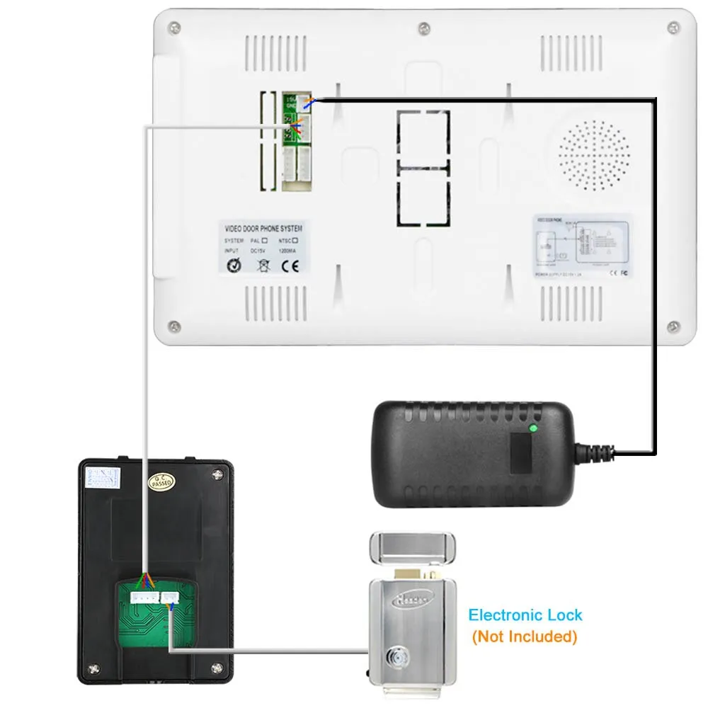 Visual 7'' TFT LCD Wired Video Door Phone Intercom Entry System Waterproof Camera with Infrared Support Unlock For Home Security