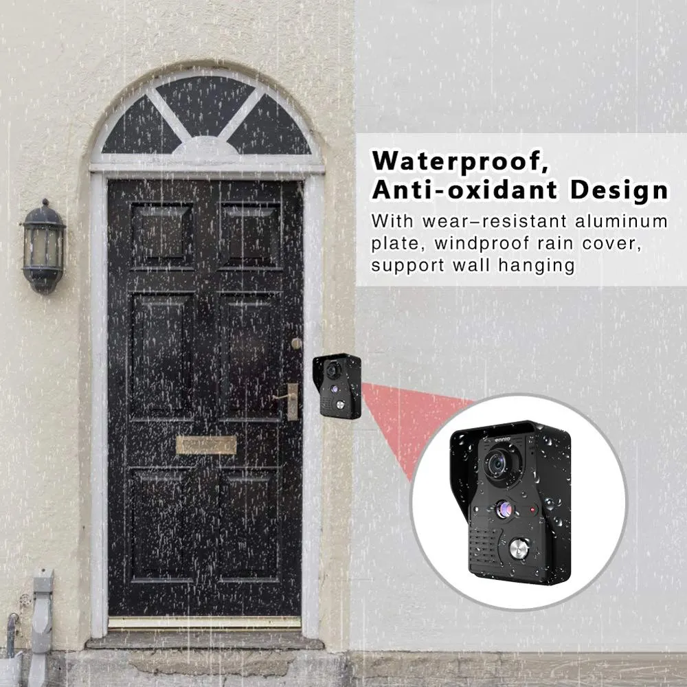 Visual 7'' TFT LCD Wired Video Door Phone Intercom Entry System Waterproof Camera with Infrared Support Unlock For Home Security