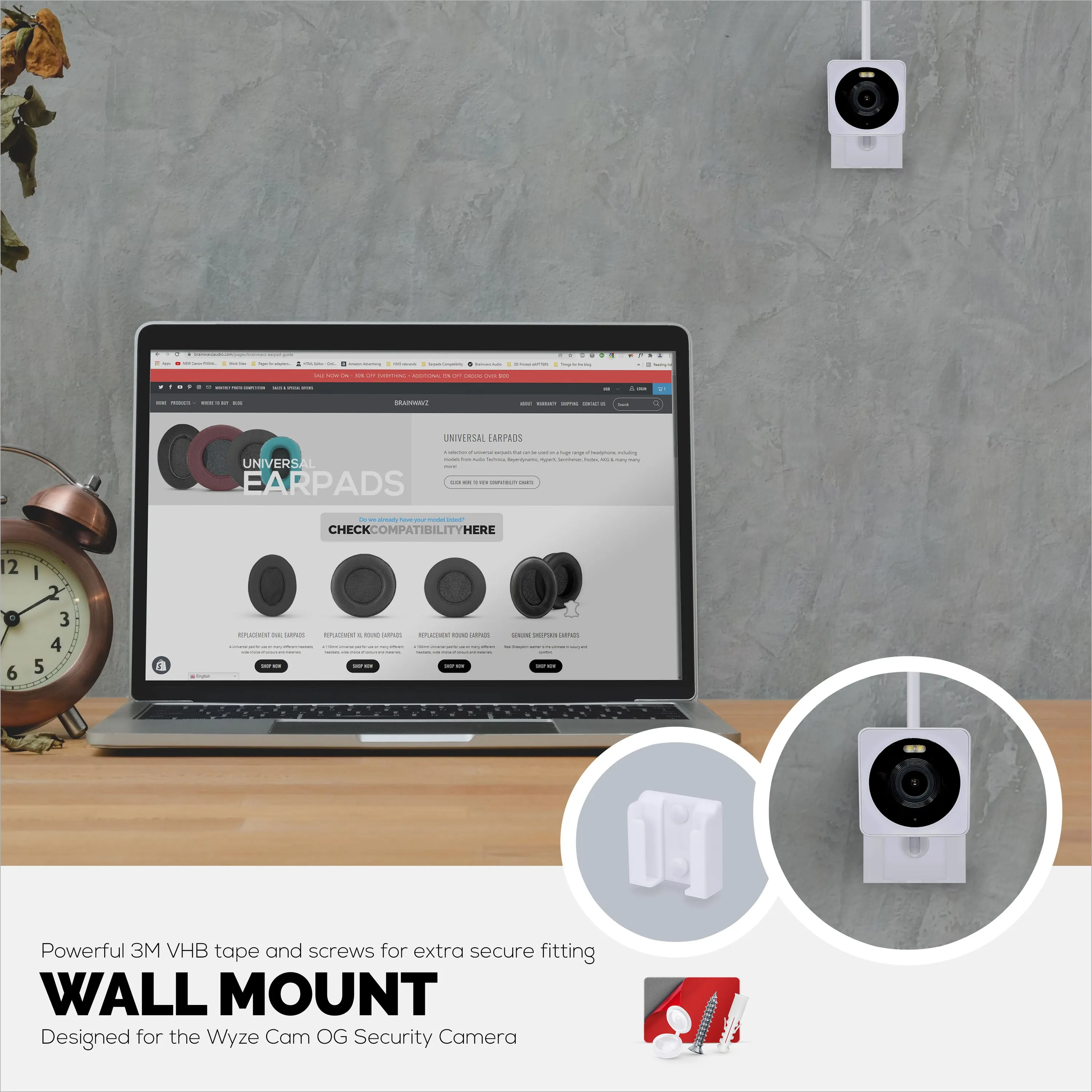 Wall Mount for WYZE Cam OG Indoor/Outdoor 1080p Wi-Fi Camera, Security Camera Holder Bracket, Reduce Blind Spots & Clutter