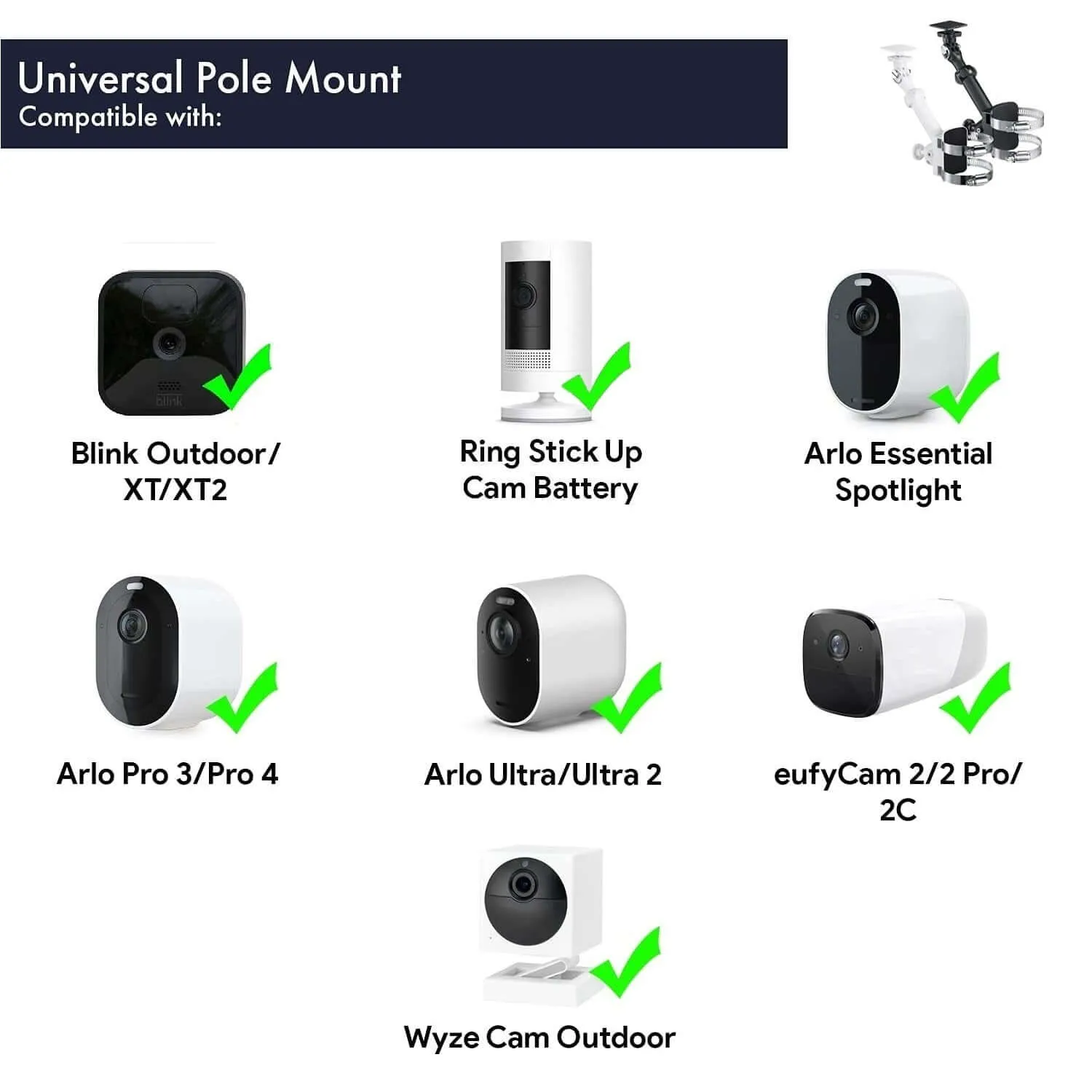 Wasserstein 2-in-1 Universal Pole Mount for Camera & Solar Panel | Wyze, Blink, Ring, Arlo, & Eufy Cams