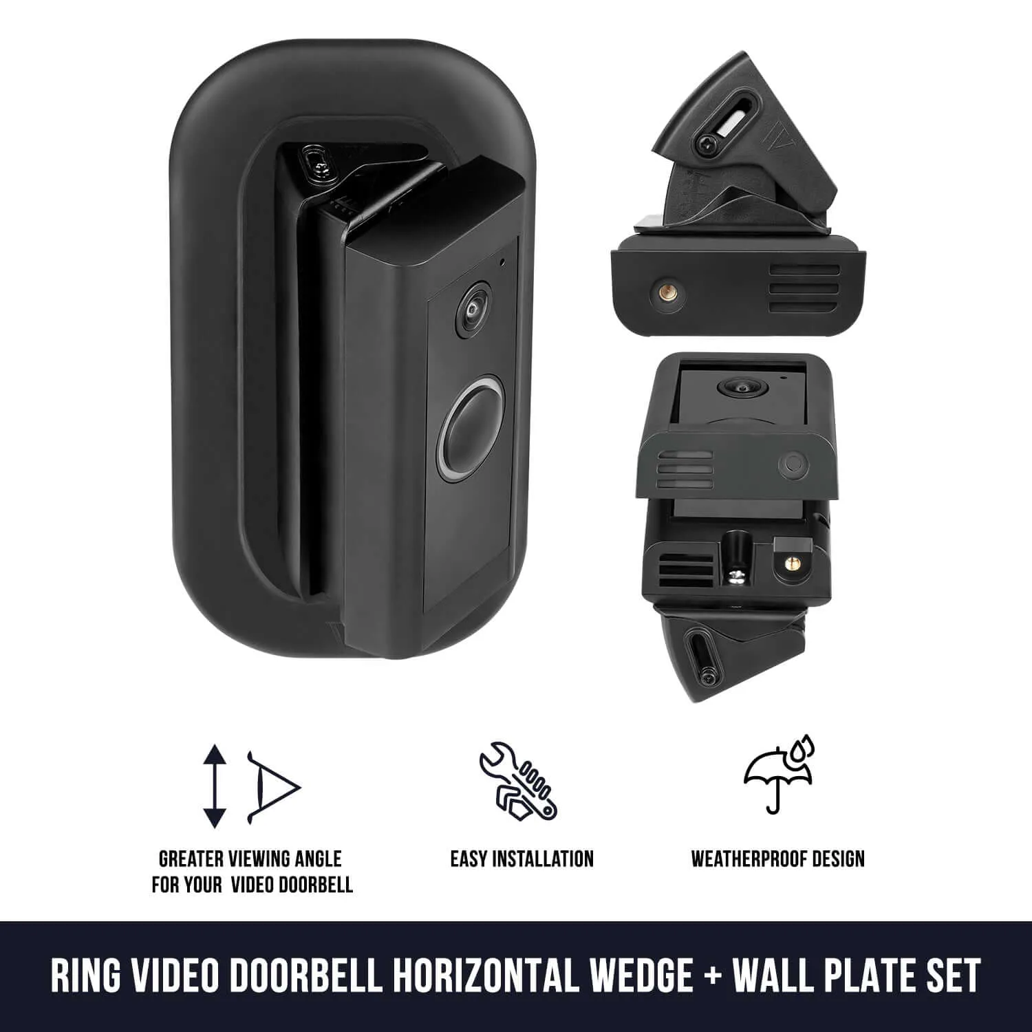 Wasserstein Adjustable Mount & Wall Plate for Ring Video Doorbell Wired