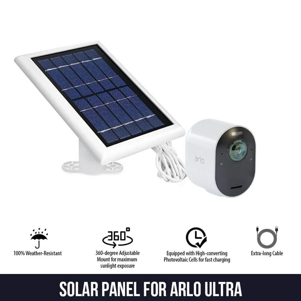 Wasserstein Arlo Solar Panel Charger for Arlo Ultra/Ultra 2, Arlo Pro 3/Pro 4 (White, 2 Pack)