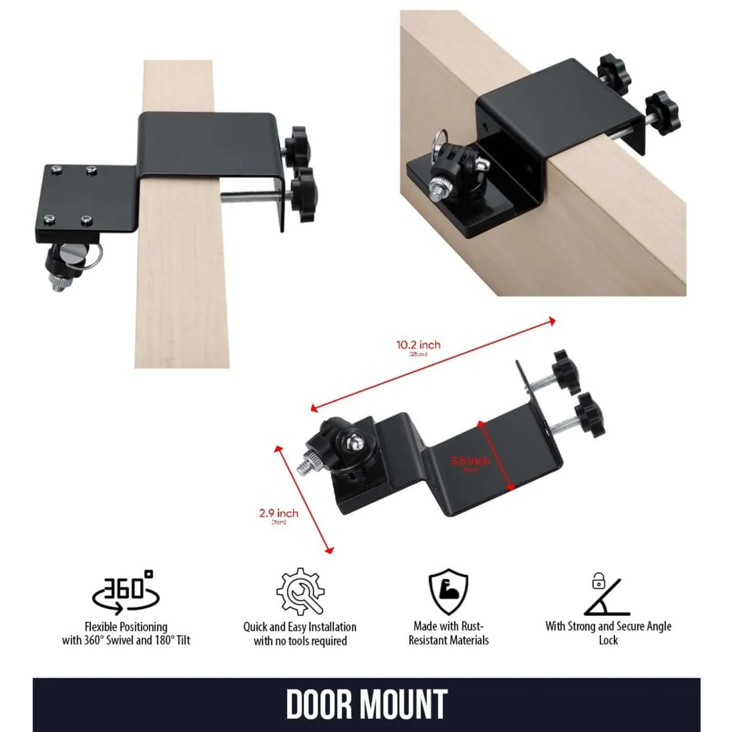 Wasserstein Door Mount for Arlo HD/Pro/2/3/4/Ultra/Ultra 2/Essential, Blink Outdoor/XT2, Ring Stick Up Cam Battery/Spotlight Cam Battery , eufyCam E/2/2C & Wyze Cam Outdoor