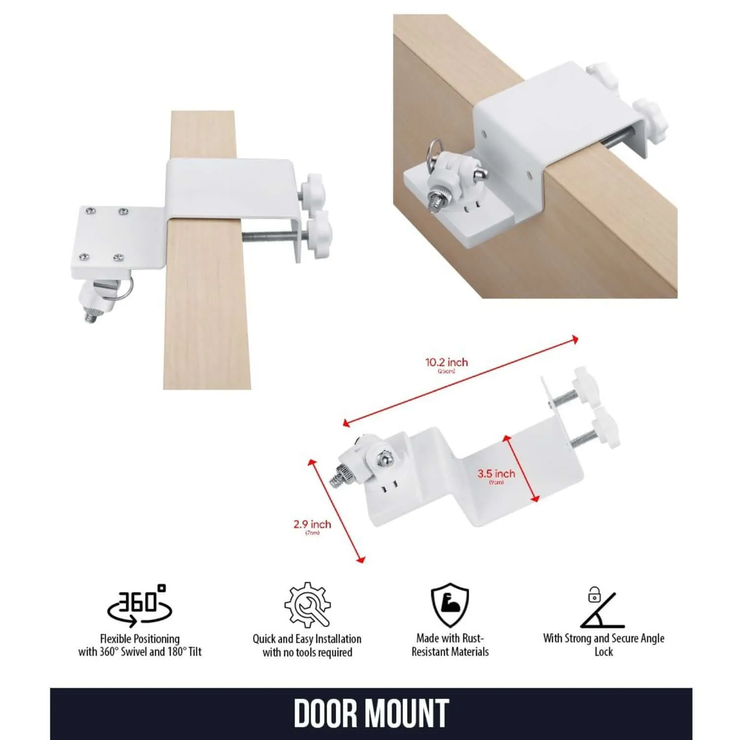 Wasserstein Door Mount for Arlo HD/Pro/2/3/4/Ultra/Ultra 2/Essential, Blink Outdoor/XT2, Ring Stick Up Cam Battery/Spotlight Cam Battery , eufyCam E/2/2C & Wyze Cam Outdoor