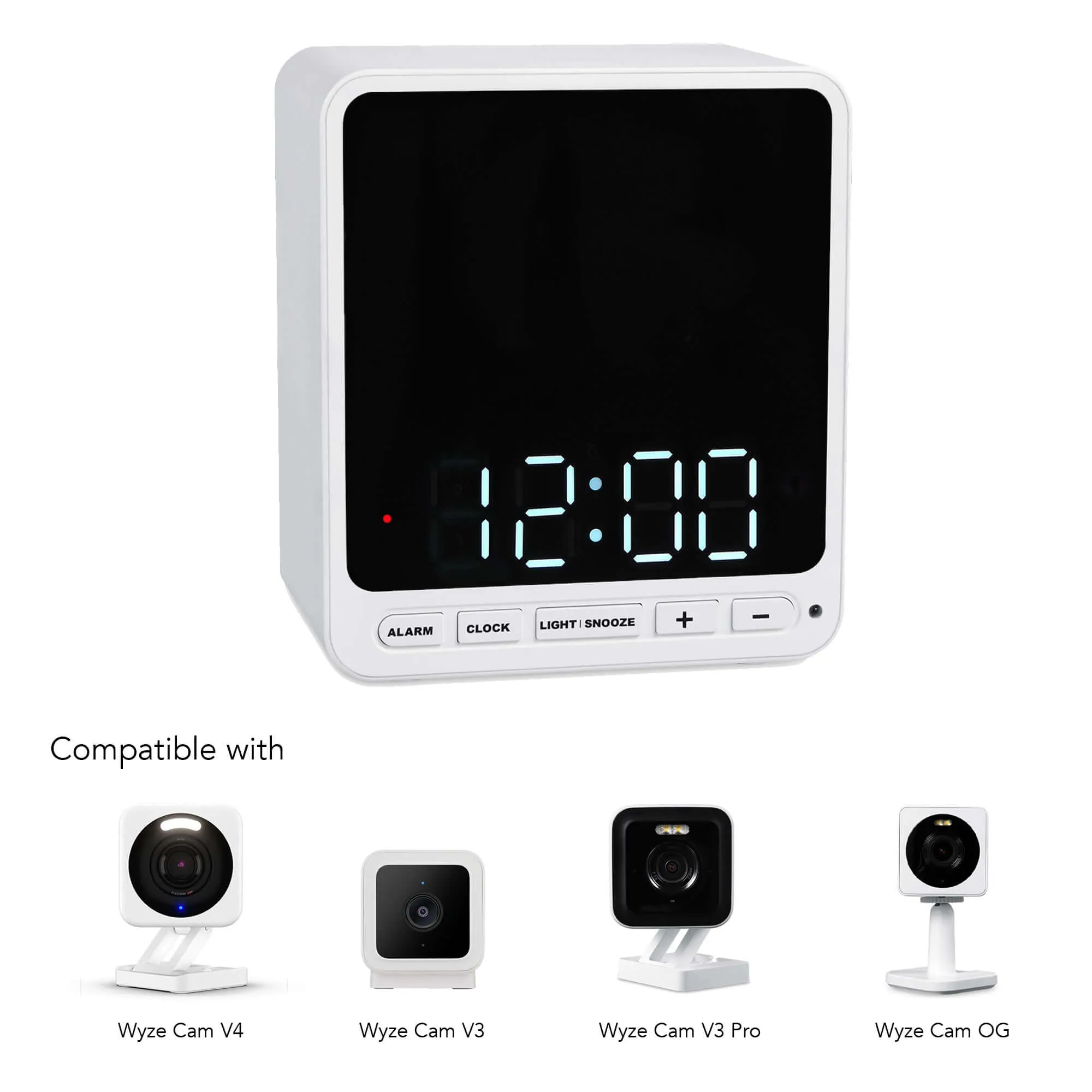 Wasserstein Wyze Cam V4/V3/V3 Pro/OG Alarm Clock Case | Discreet Placement