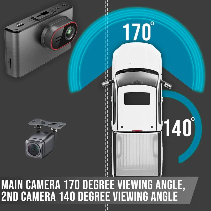 WIFI 2nd Gen 2K Dual (2) Pinnacle Touch Screen Dash Cam System