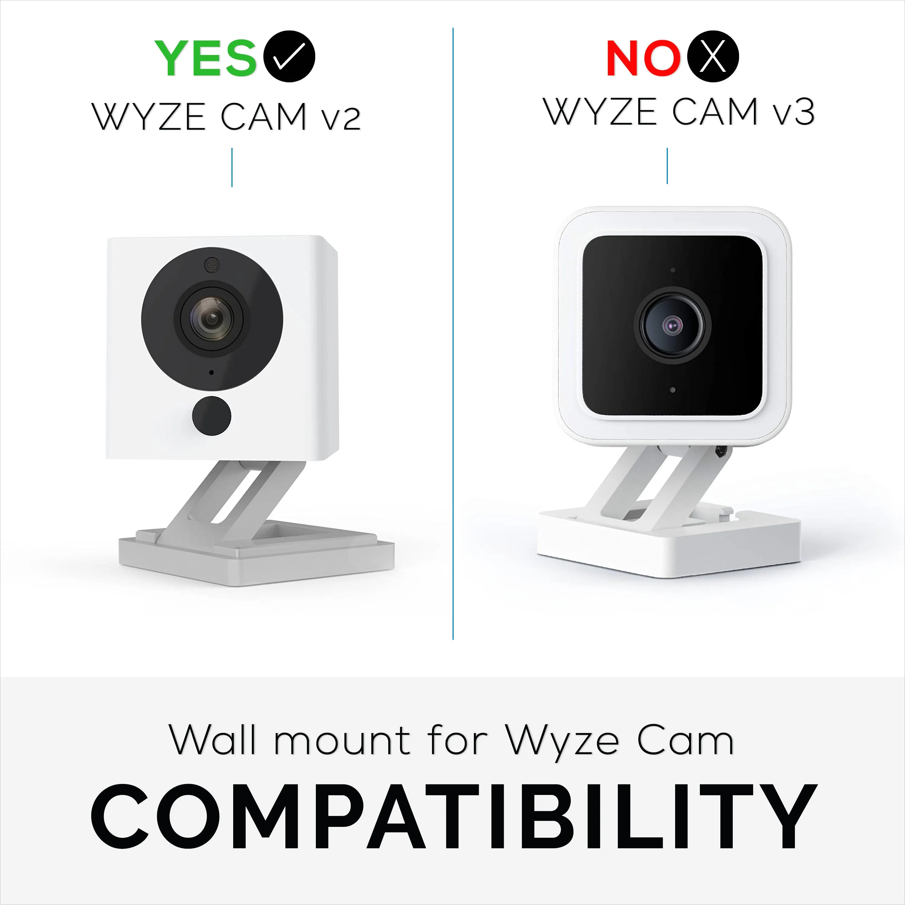 Wyze Cam v2 (3 Pack) Wall Mount - Adhesive Holder, No Screws or Mess (Not Compatible with V3)