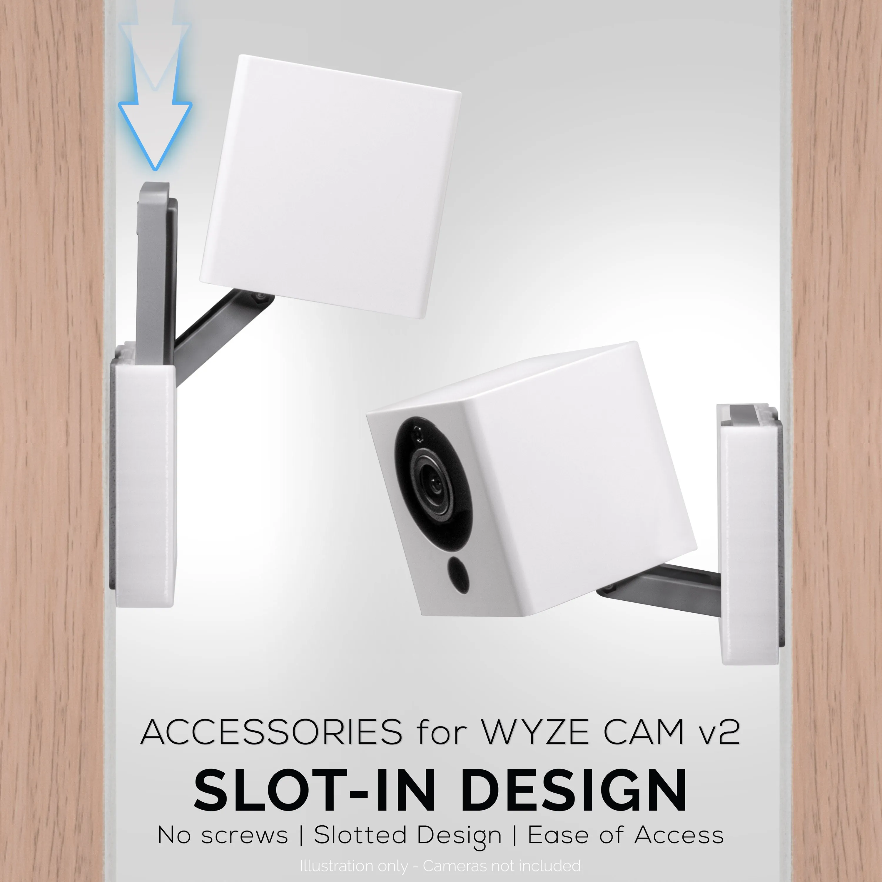 Wyze Cam v2 (3 Pack) Wall Mount - Adhesive Holder, No Screws or Mess (Not Compatible with V3)