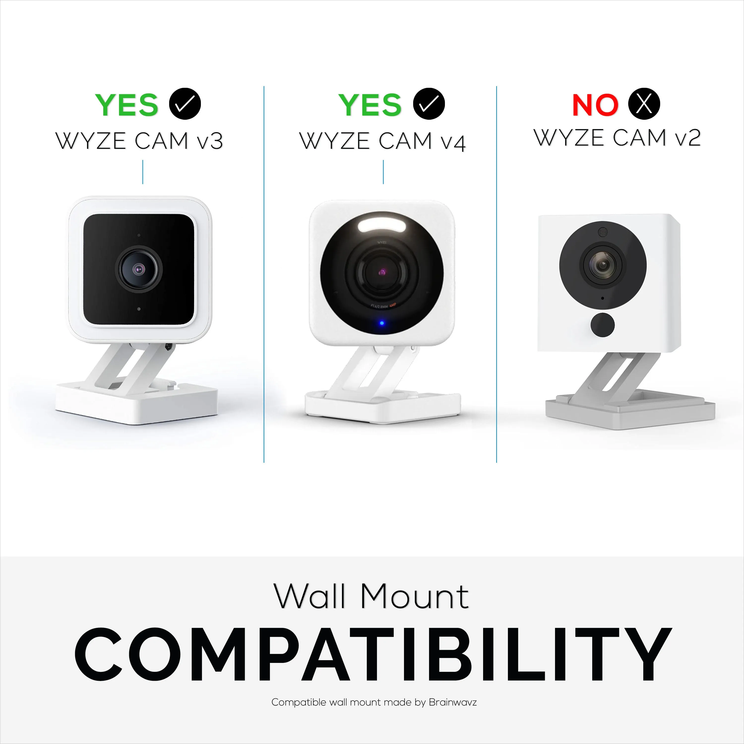 Wyze Cam V3 & V4 (3 Pack) Adhesive Wall Mount - Easy To Install, No Screws & Mess