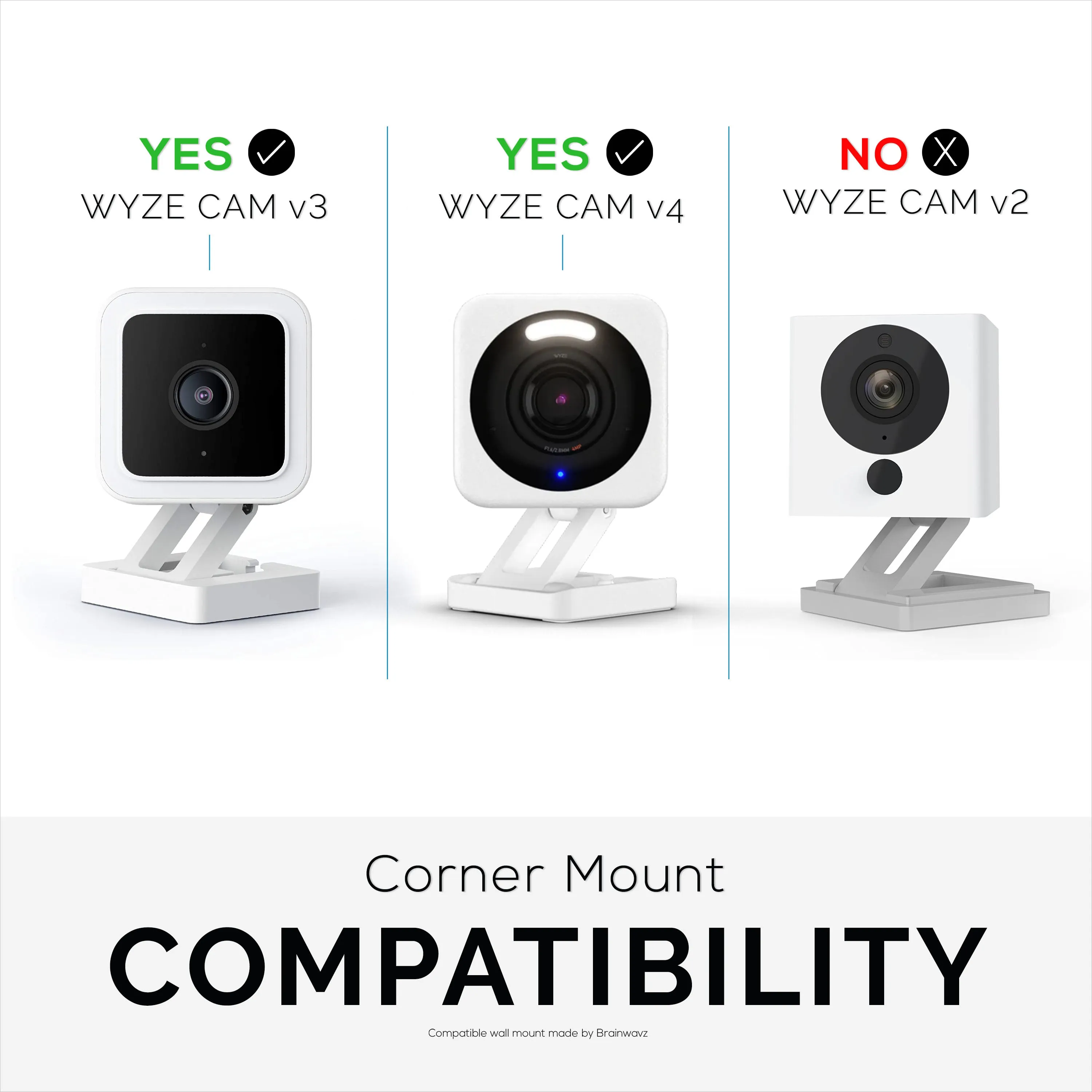 Wyze Cam V3 & V4 Corner Mount Holder - Adhesive Bracket - Easy to Install