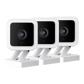 WYZE Cam v3 with Color Night Vision, Wired 1080p HD Indoor/Outdoor Security Camera, 2-Way Audio, Compatible with Alexa, Google Assistant, and IFTTT, 3-Pack